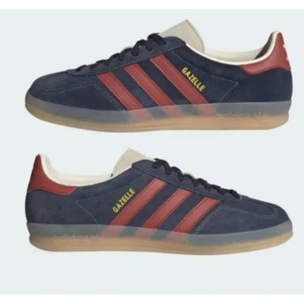 NEW Adidas Gazelle Indoor Sneaker Legend Ink Preloved Ruby White Men's US 11
